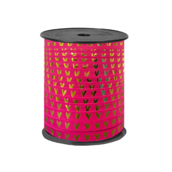 Krullint | Hartjes fuscia/goud Krullint | Hartjes fuscia/goud