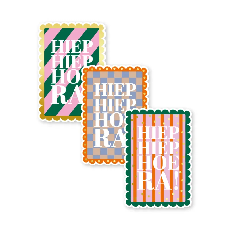 Kadostickers | Hiep hiep hoera postzegel