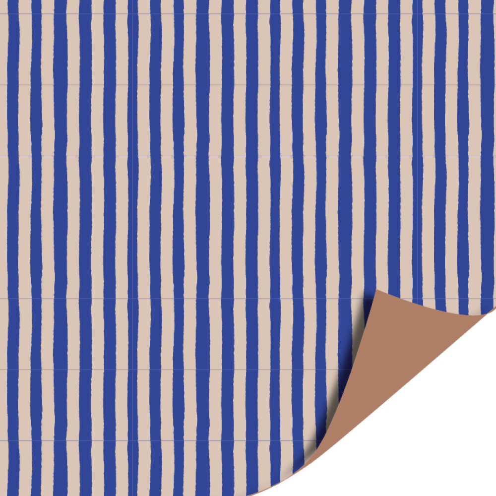 Inpakpapier 70 CM | Stripe Blue - Beige