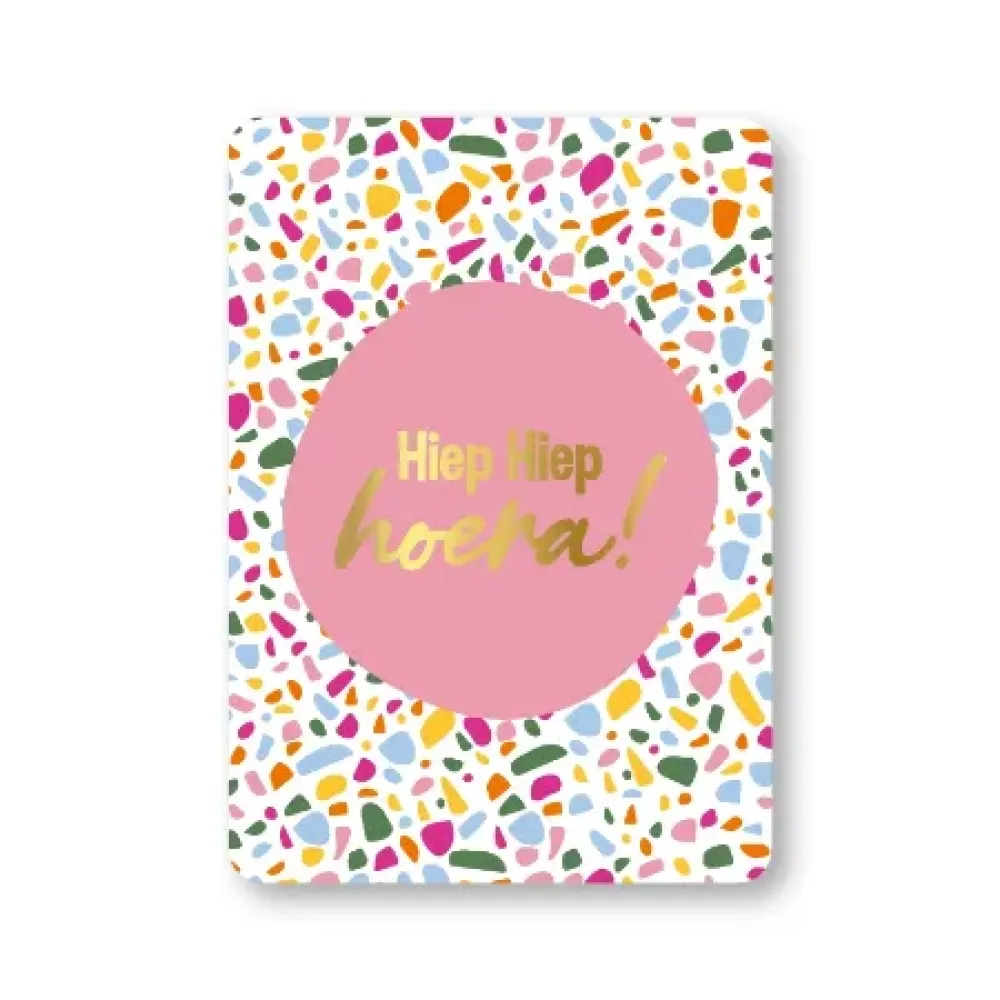 Ansichtkaart | Hiep hiep hoera roze