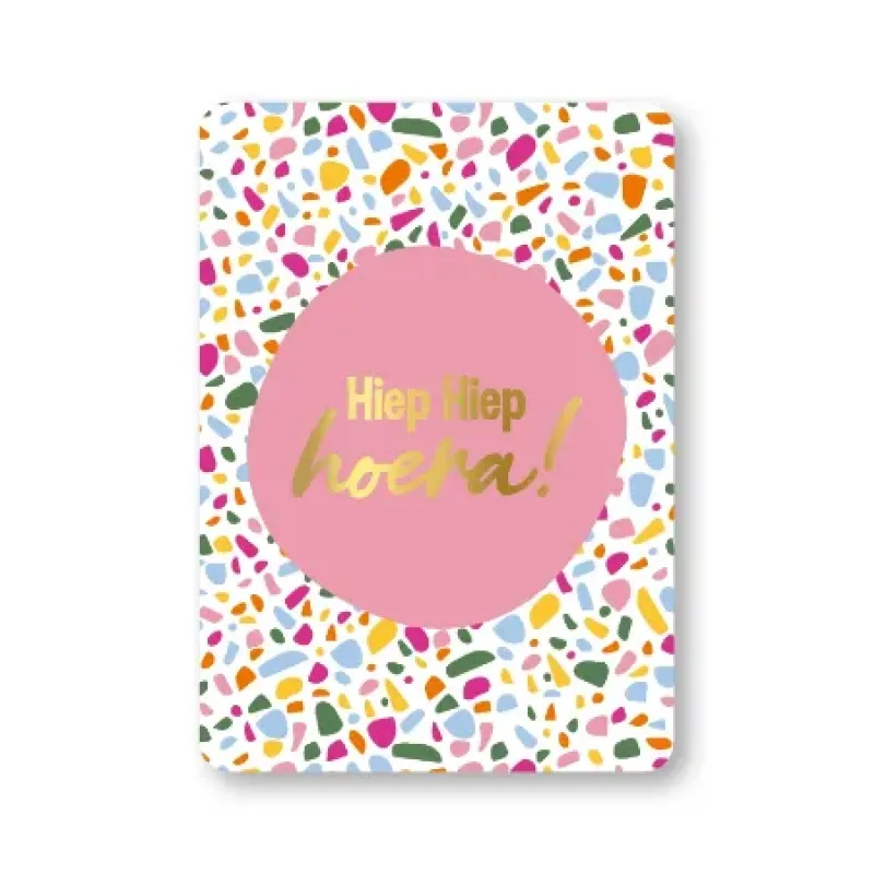Ansichtkaart | Hiep hiep hoera roze