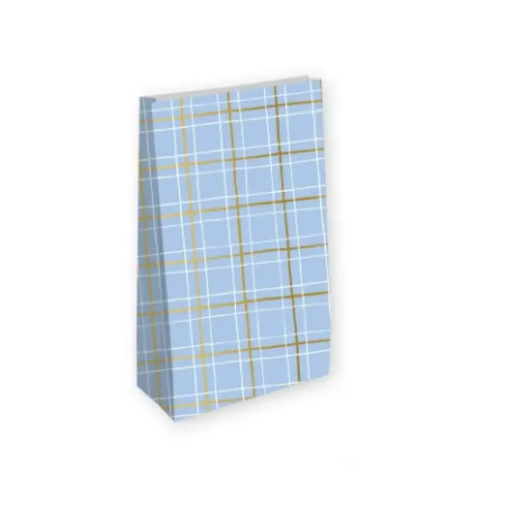 Kraft blokzak | Grid lichtblauw