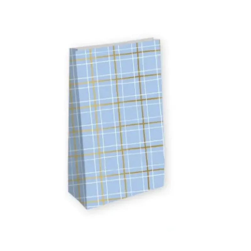 Kraft blokzak | Grid lichtblauw